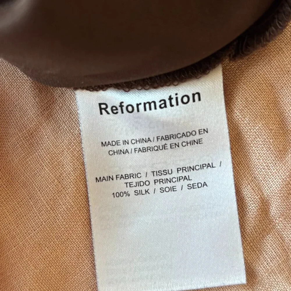 Reformation Benson Skirt, Cafe Brown, Size 4